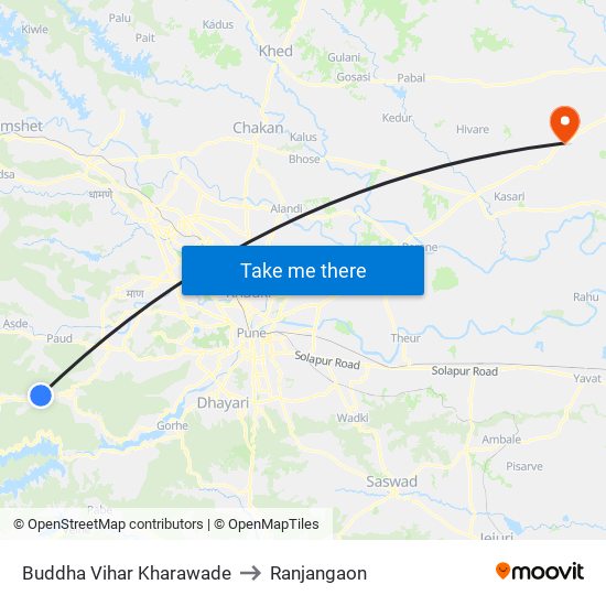 Buddha Vihar Kharawade to Ranjangaon map