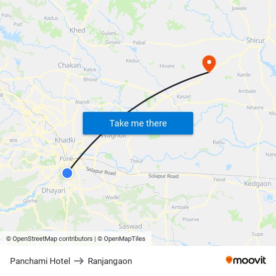 Panchami Hotel to Ranjangaon map