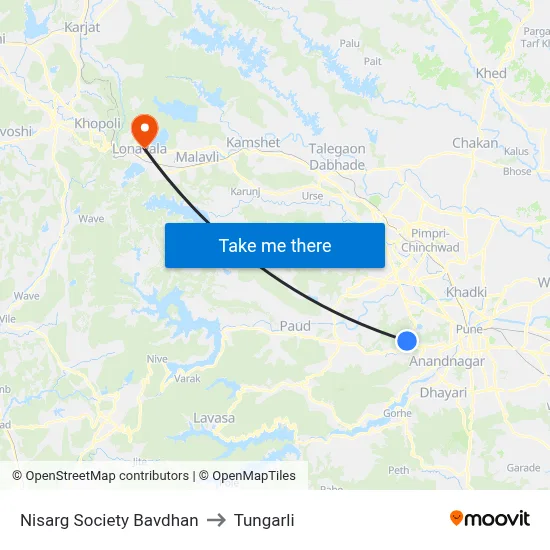 Nisarg Society Bavdhan to Tungarli map