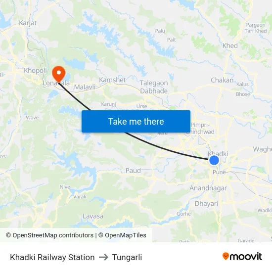 Khadki Railway Station to Tungarli map