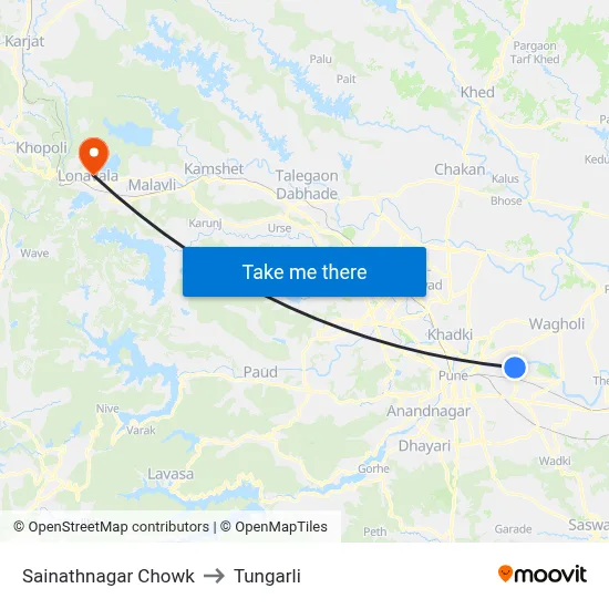 Sainathnagar Chowk to Tungarli map
