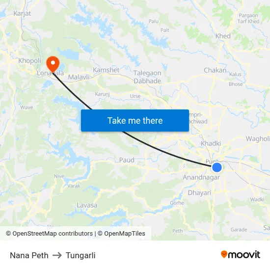 Nana Peth to Tungarli map