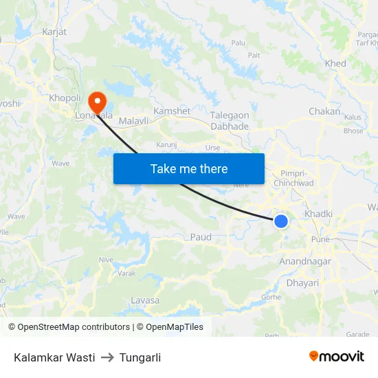 Kalamkar Wasti to Tungarli map