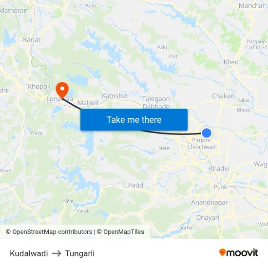 Kudalwadi to Tungarli map