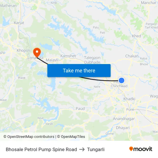 Bhosale Petrol Pump Spine Road to Tungarli map