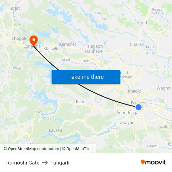Ramoshi Gate to Tungarli map