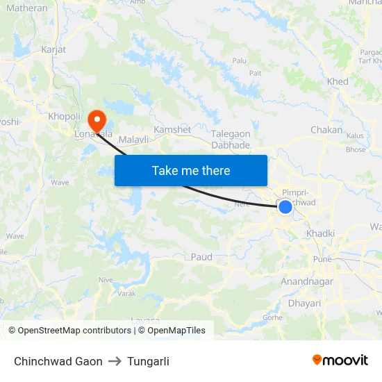 Chinchwad Gaon to Tungarli map