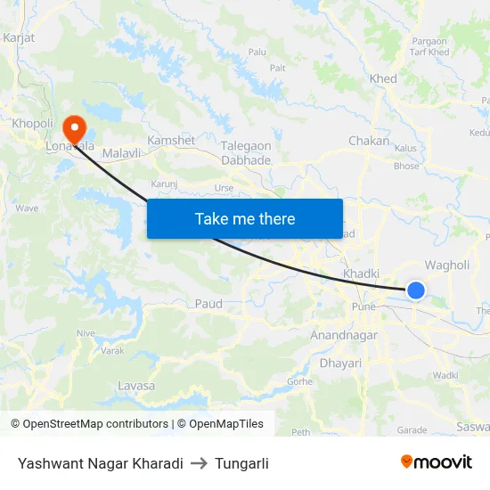 Yashwant Nagar Kharadi to Tungarli map