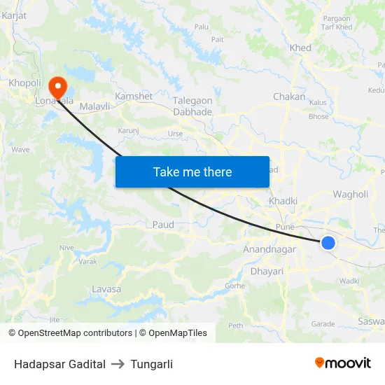 Hadapsar Gadital to Tungarli map
