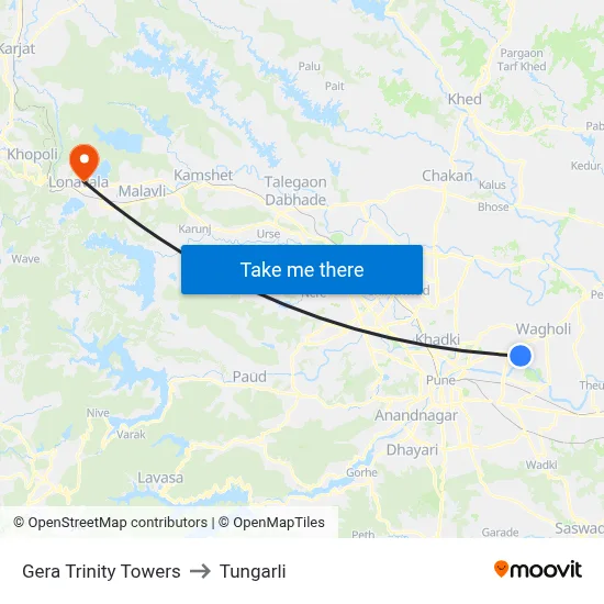 Gera Trinity Towers to Tungarli map