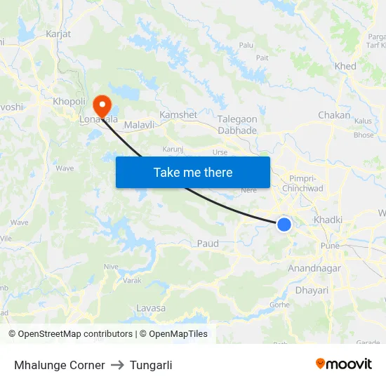 Mhalunge Corner to Tungarli map