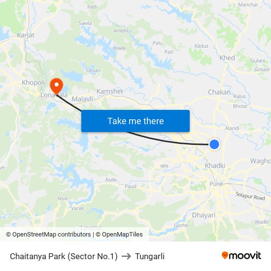Chaitanya Park (Sector No.1) to Tungarli map