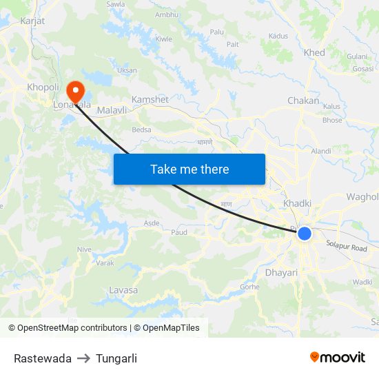 Rastewada to Tungarli map