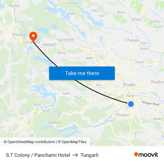 S.T Colony / Panchami Hotel to Tungarli map