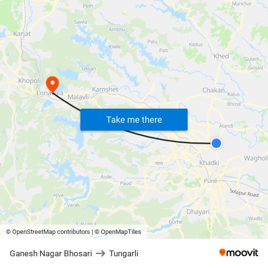 Ganesh Nagar Bhosari to Tungarli map