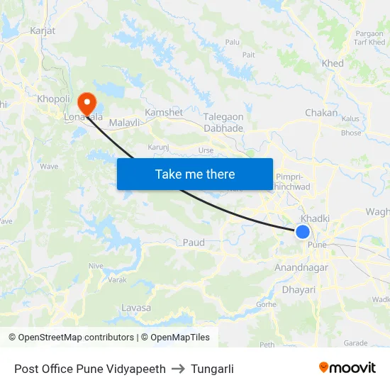 Post Office Pune Vidyapeeth to Tungarli map
