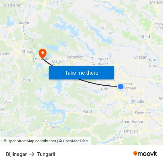 Bijlinagar to Tungarli map