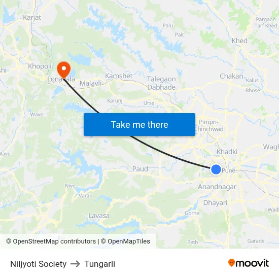 Niljyoti to Tungarli map