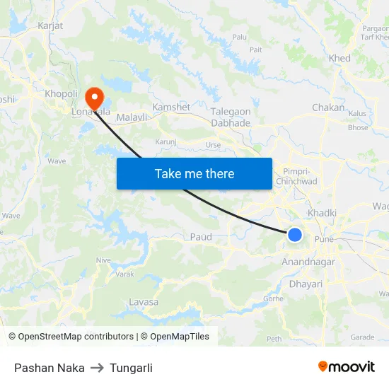 Pashan Naka to Tungarli map