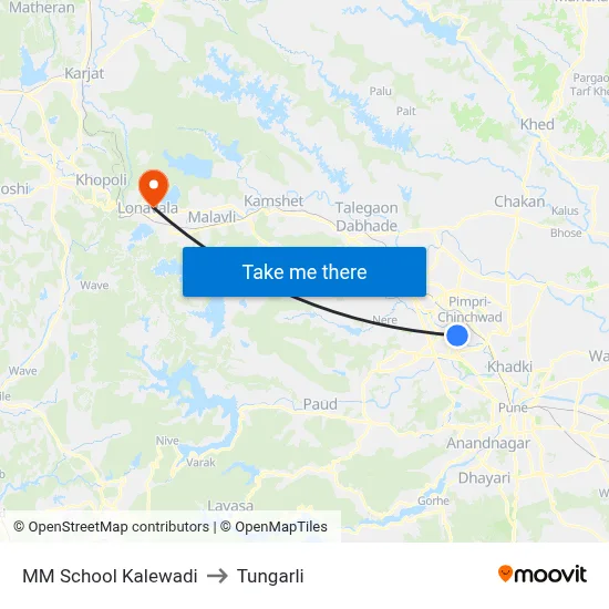 MM School Kalewadi to Tungarli map
