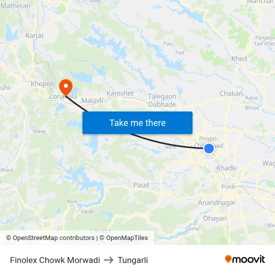 Finolex Chowk Morwadi to Tungarli map