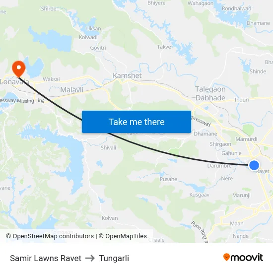 Samir Lawns Ravet to Tungarli map