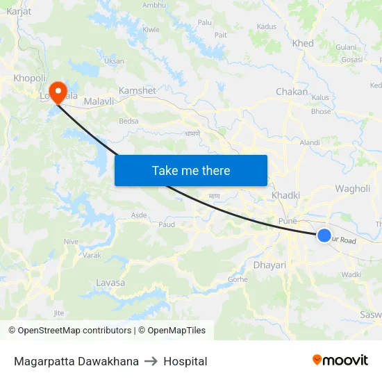 Magarpatta Dawakhana to Hospital map
