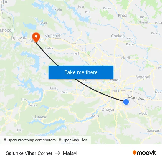 Salunke Vihar Corner to Malavli map