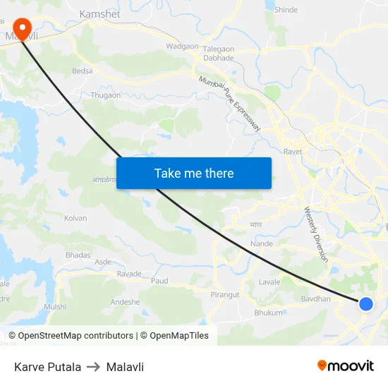 Karve Putala to Malavli map