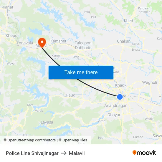 Police Line Shivajinagar to Malavli map