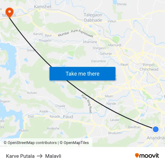 Karve Putala to Malavli map
