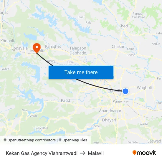 Kekan Gas Agency Vishrantwadi to Malavli map