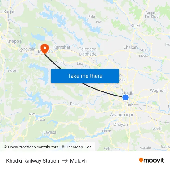 Khadki Railway Station to Malavli map