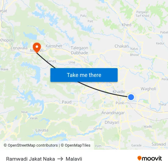 Ramwadi Jakat Naka to Malavli map