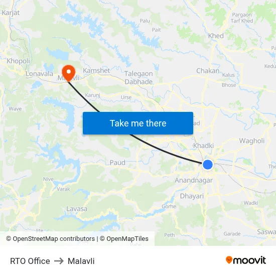 RTO Office to Malavli map