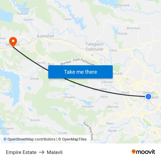 Empire Estate to Malavli map