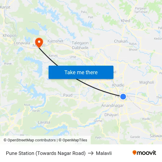 Pune Station (Towards Nagar Road) to Malavli map