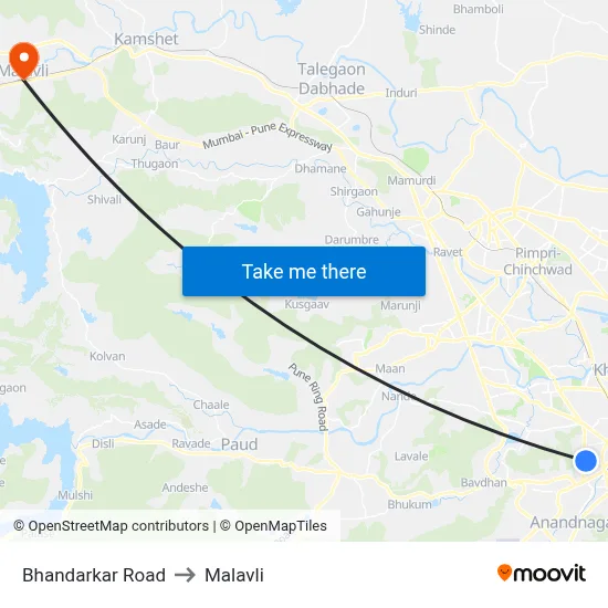 Bhandarkar Road to Malavli map