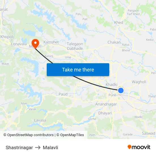 Shastrinagar to Malavli map