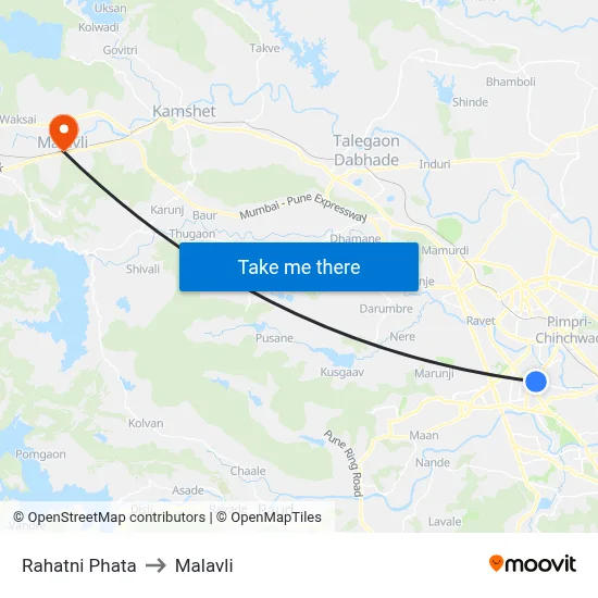 Rahatni Phata to Malavli map