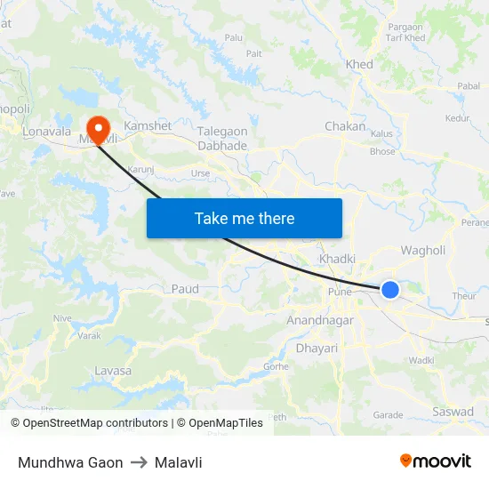Mundhwa Gaon to Malavli map
