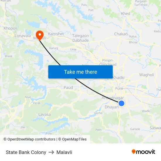State Bank Colony to Malavli map