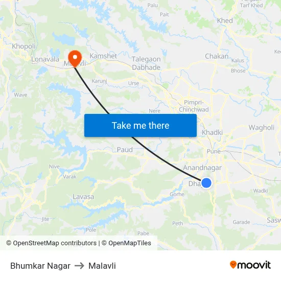 Bhumkar Nagar to Malavli map