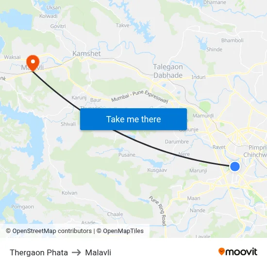 Thergaon Phata to Malavli map