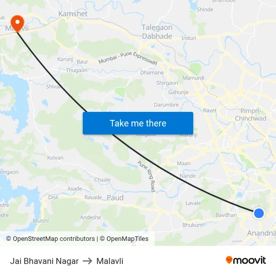 Jai Bhavani Nagar to Malavli map