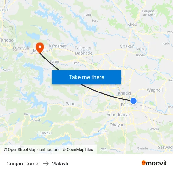 Gunjan Corner to Malavli map