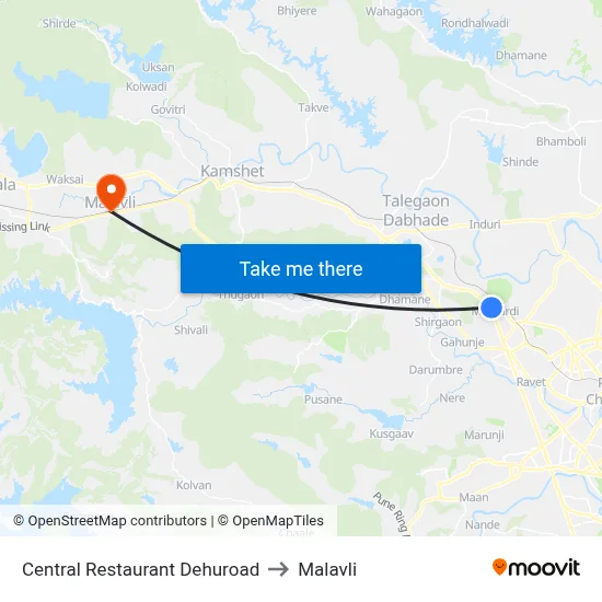 Central Restaurant Dehuroad to Malavli map