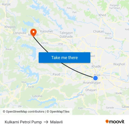 Kulkarni Petrol Pump to Malavli map