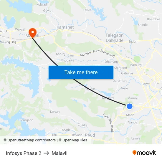 Infosys Phase 2 to Malavli map