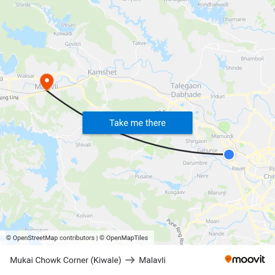 Mukai Chowk Corner (Kiwale) to Malavli map